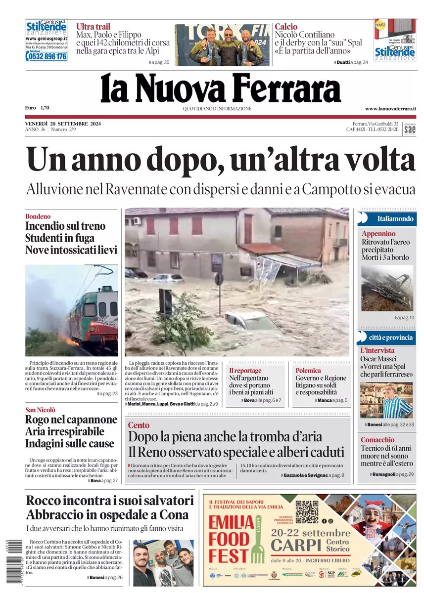 Prima-pagina-nuova ferrara-oggi-edizione-del-2024-09-20